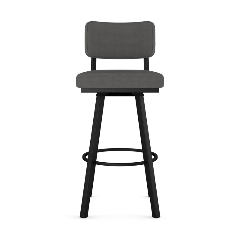 Tabouret de bar et de comptoir pivotant avec revêtement Amoriah, Noir, PVC - gris foncé