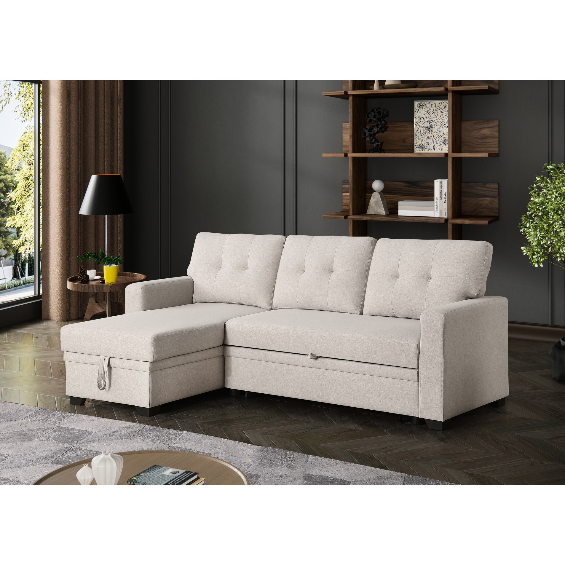 Latitude Run® 4 - Seat Convertible Sectional With Pull Out Chaise And ...