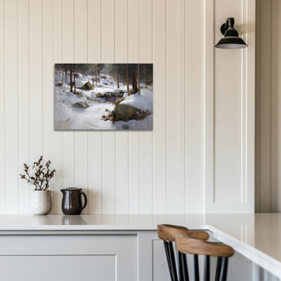 «Winter Forest», art mural sur toile - Paysage de neige, scène d'hiver, décoration murale, art de la forêt d'hiver au pays des merveilles pour le salon