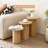 3-Piece Modern Round Nesting Table Set, Groove Line Cylinder Bases with Wood-Grain Veneer-924551555