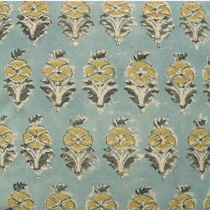 Housse de coussin à motif de canevas à motif de blocs Fab printine, printemps été (Mor Mukut, bleu), Carré, H 14 po x l 14 po