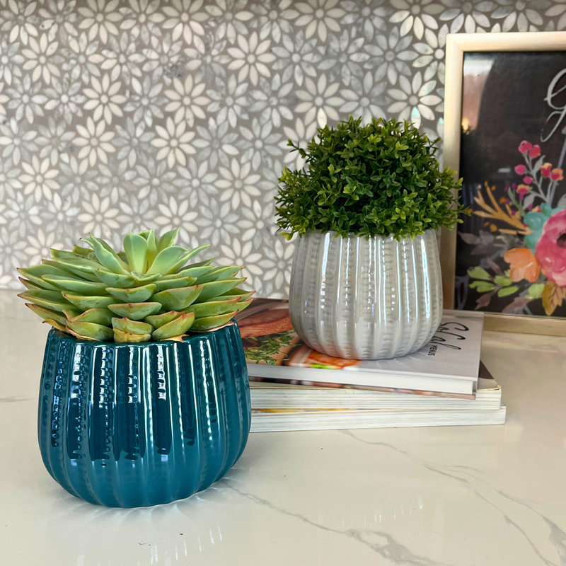 4" Ceramic Houseplant Ceramic Pot, Decorative Planter, Turquoise