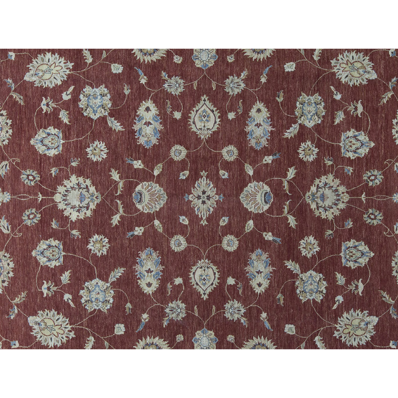 Tapis rouge et ivoire noué à la main de haute qualité