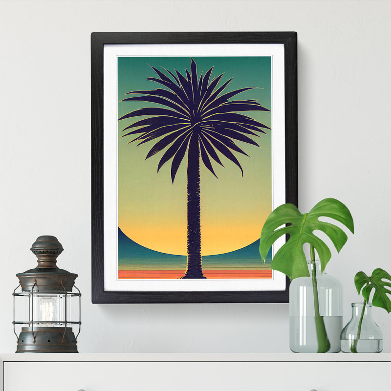 CAN-V0523-1691X Palm Tree Art Nouveau - Wrapped Canvas Print, Black, 64cm H x 46cm W x 2cm D