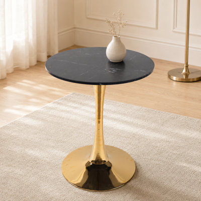 Table de bistro ronde, table de salle à manger à hauteur de comptoir, base à piédestal doré, contemporain, bar personnel