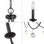 Lustre Empire moderne à 5 lumières noir de 62 cm de large, style bougie, avec accents de cristal, homologué UL