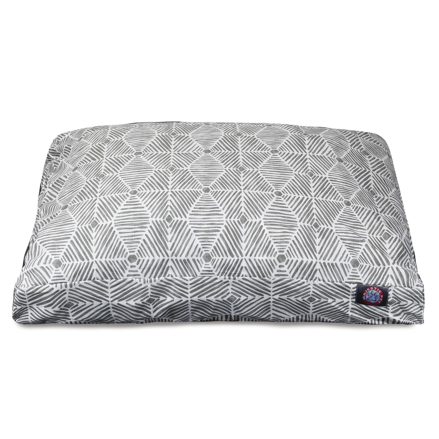 Charlie Orthopedic Geometric Pet Pillow, Gray, Large (36" W x 44" D x 5" H);