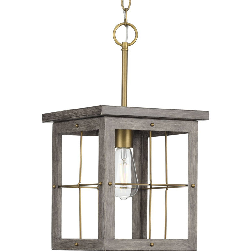 Luminaire suspendu rectangulaire à 1 lumière Andreoni, Laiton vieilli