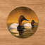 Panneau rond en toile, 53 cm (21 po), motif « Eau calme », oiseaux intemporels.