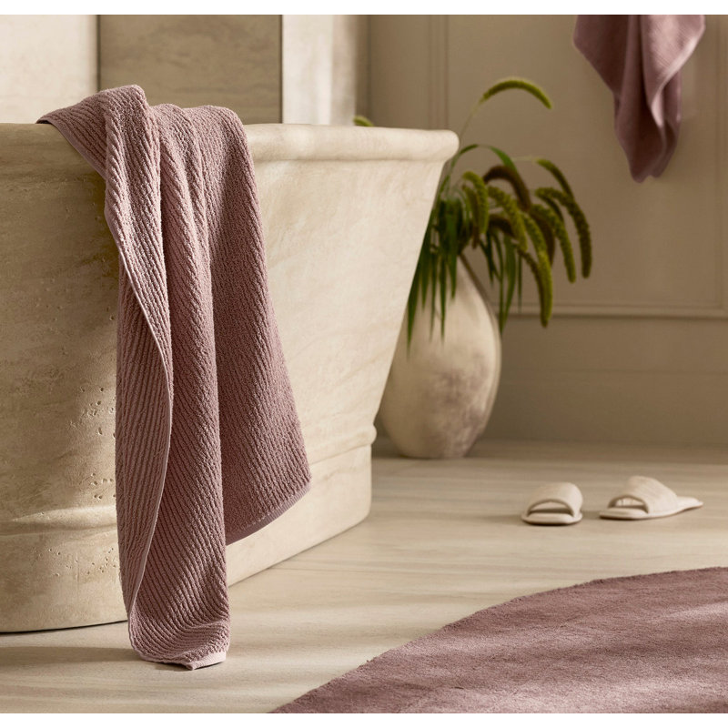 Turkish Ribbed Ribbed Bath Towel, Dusty Rose