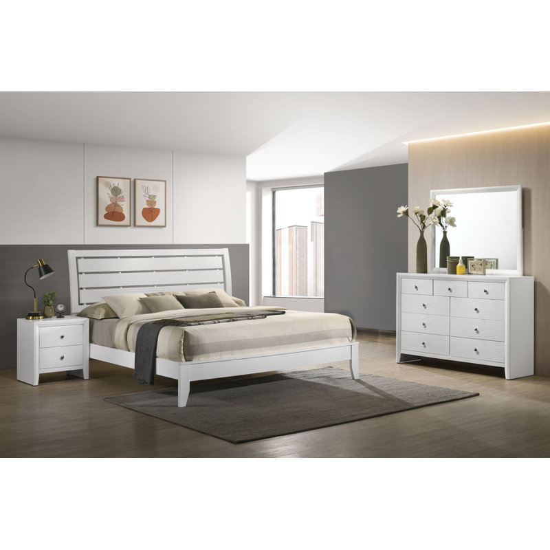Ensemble de chambre à coucher à panneau 4-1 Rodericus, Double, Blanc
