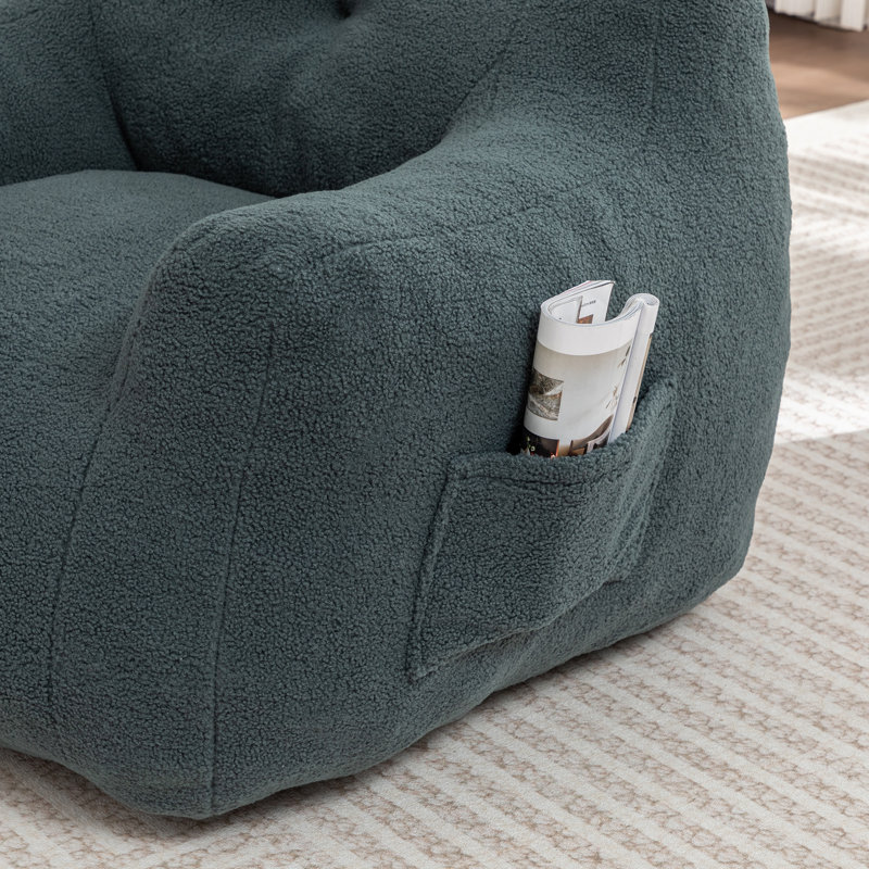 Fauteuil à billes avec accoudoirs rembourrés de mousse à haute densité et paresseux Fauteuil à billes pour adultes, Green