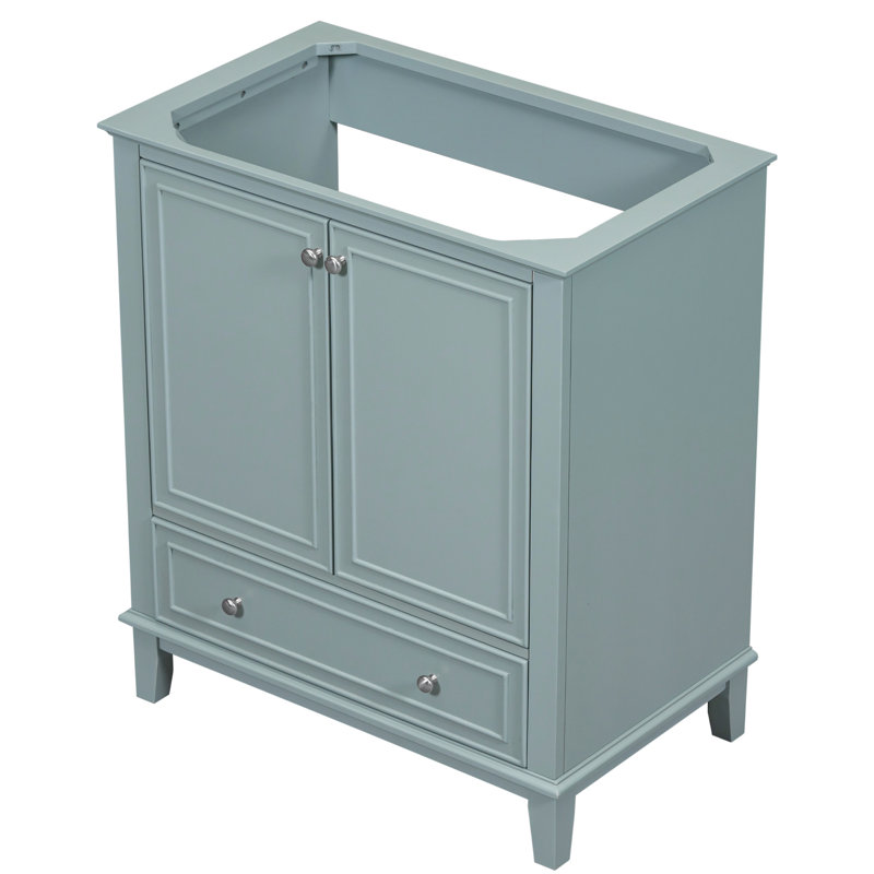 Base de meuble-lavabo de 30 po en bois massif et meuble-lavabo, armoire fonctionnelle avec tiroir, tablette réglable, autoportante, assemblage