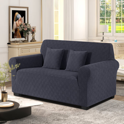 Wald 2 Seat Stretch Jacquard All Seasons Sofa Slipcovers 1-Piece Couch Sofa Covers With 2 Pillow Cover