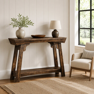 41" Console Table, Farmhouse 2-Tier Sofa Table Entryway Table with Storage Shelf