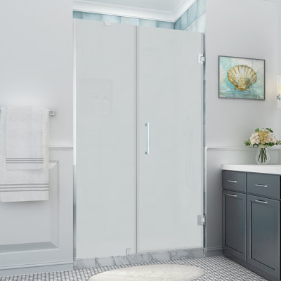 Belmore XL 49.25 - 50.25 in. W x 80 in. H Frameless Hinged Shower Door with StarCast Glass