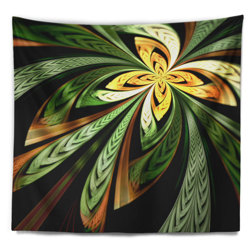 Tapisserie de motif fleur abstraite en couleurs, H 68 po x l 80 po