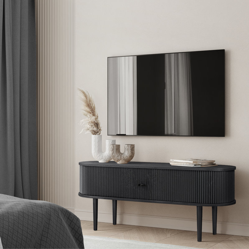 Meuble télé pour téléviseur Svetin, H 21,8 po x L 55 po x l 15,7 po, Noir
