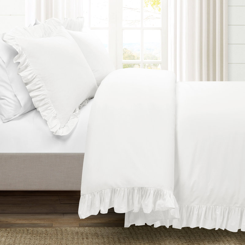 Cotton Duvet Cover Set, Full/Queen + 2 Shams, Pure White