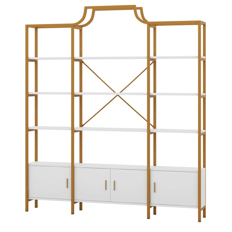 78 Inch 4 Tiers Home Office Bookcase Bookshelf, Storage Cabinet Display Shelf, X Bar