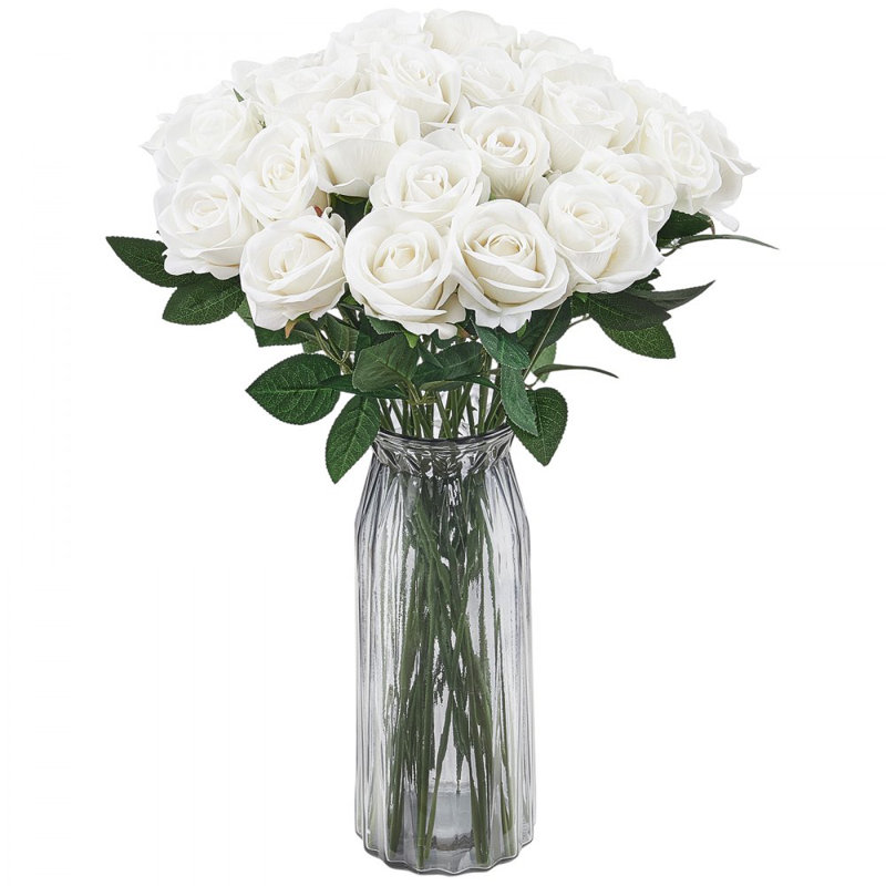 Roses, bouquet de fleurs artificielles pour Noël, Blanc