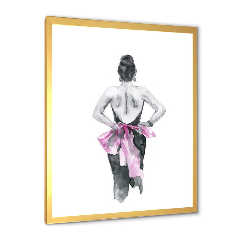 Peinture fantaisie, portrait de femme III - décoration murale sur toile glam, H 20 po x l 12 po x P 1 po, Encadrement doré