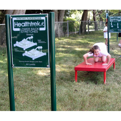 Lower Back Stretch Bench and Sign