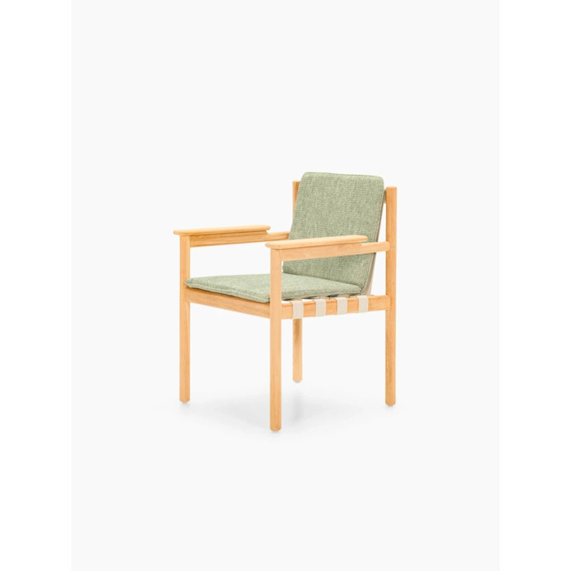 Oda Outdoor Teak Dining Armchair, Green