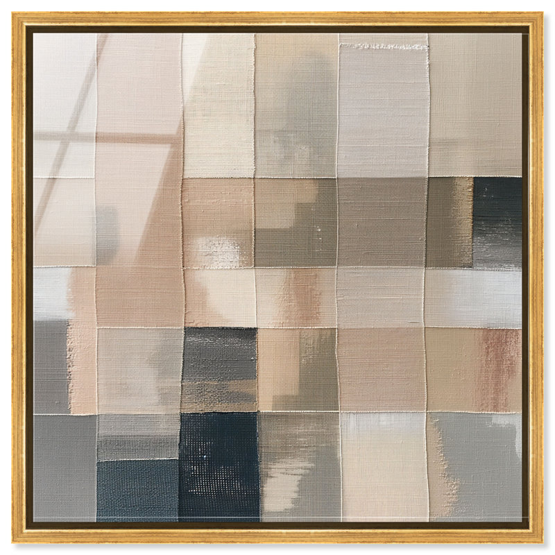 Boxed in Ebony I High-Gloss Frameless Acrylic Glass Wall Art Abstract Print by Oliver Gal, Ready to Hang, 12 x 12, Gold Frame