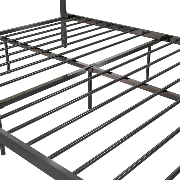 Mr. Kate Roxanne Metal Platform Bed Frame with Cane Headboard, Queen, Parchment White