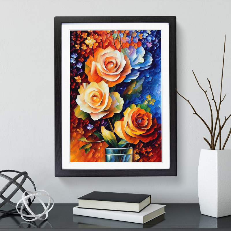 Flowers Within A Vase No.2 - Single Picture Frame Print, Black, 64cm H x 46cm W x 2cm D