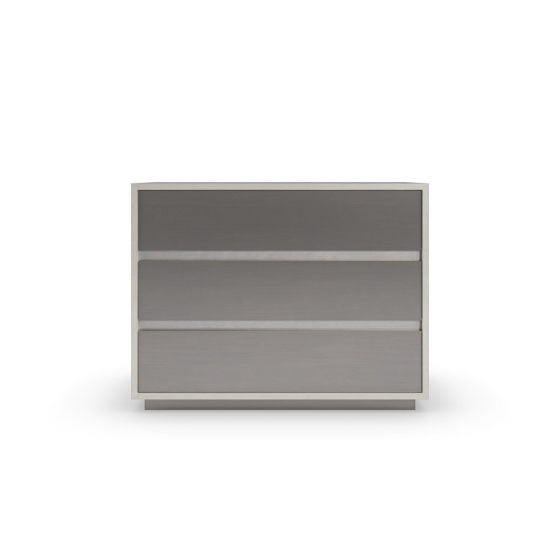 Da Vita 3 - Drawer Solid Wood Nightstand, Gray