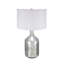 Lampe de table ronde argentée avec abat-jour en tissu blanc - lampe de chevet moderne de 32,2 po pour la chambre à coucher, le salon et le bureau