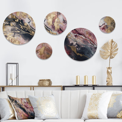 Exploring the Depths of Pink Geode V - Abstract Marble Metal Wall Décor