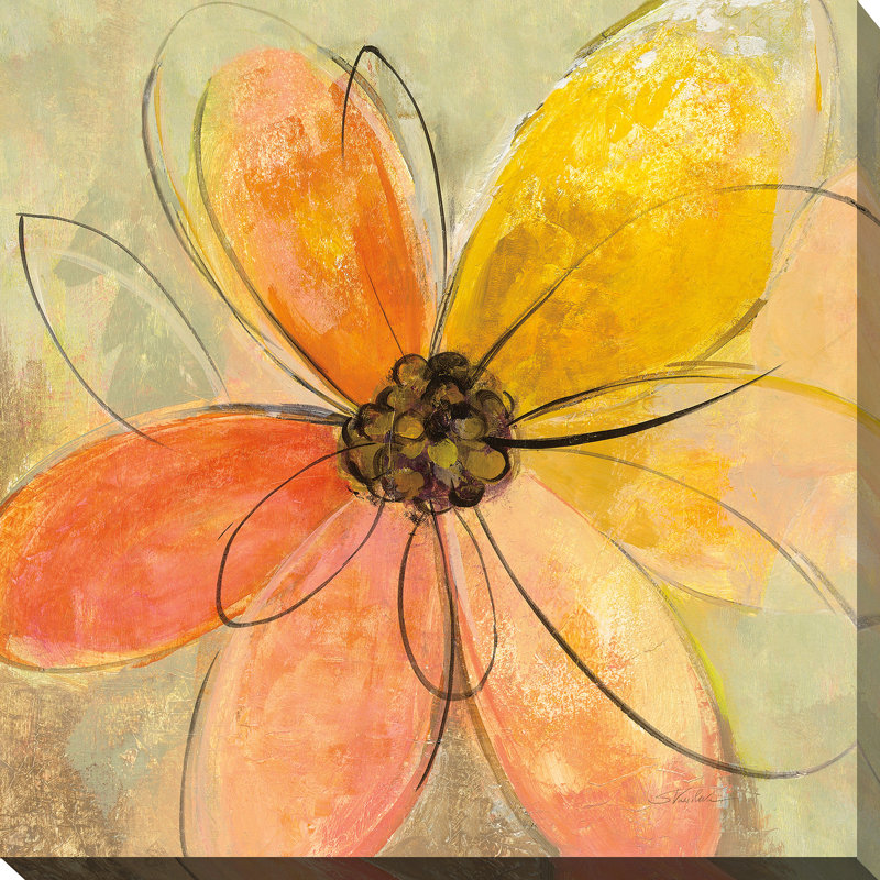«Neon Floral II», reproduction de peinture à l'aquarelle sur toile, H 18 po x l 18 po x P 1 po, Toile tendue