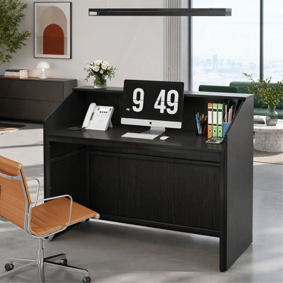 47" Modern  Reception Desk with Counter, Front Desk Table with Cable Grommet & Privacy Panels, Retail Checkout Counter for Office, Lobby, Salon, Home Office