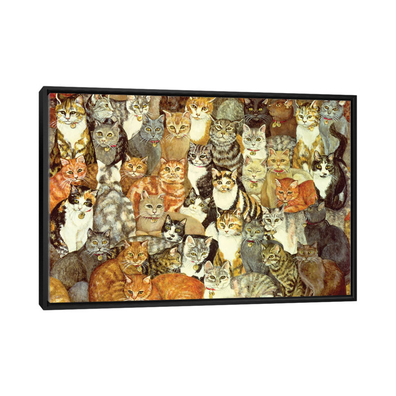 Chat étalé - reproduction d'art murale - toile encadrée, H 40 po x l 60 po, Noir