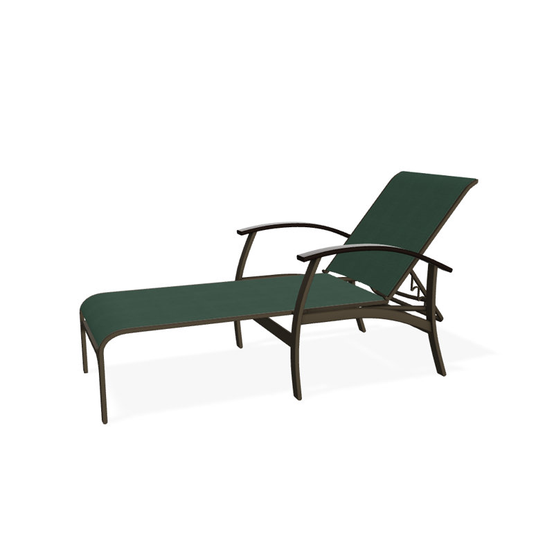 Belle Isle Outdoor Chaise Lounge, Textured Beachwood, Forest Forest Green 22D Sunbrella®, Kona P10
