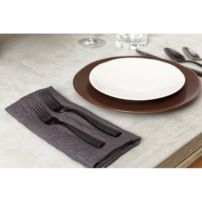 Fortessa Lucca Faceted 18/10 Stainless Steel 5 Piece Flatware Set, Service for 1, Brushed Black