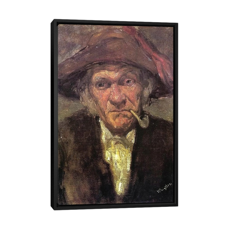 Head Of An Old Man Smoking, 101.6 cm H x 66.04cm W x 4.445cm D, Black