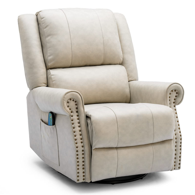 Fauteuil de massage chauffant en similicuir, Similicuir beige