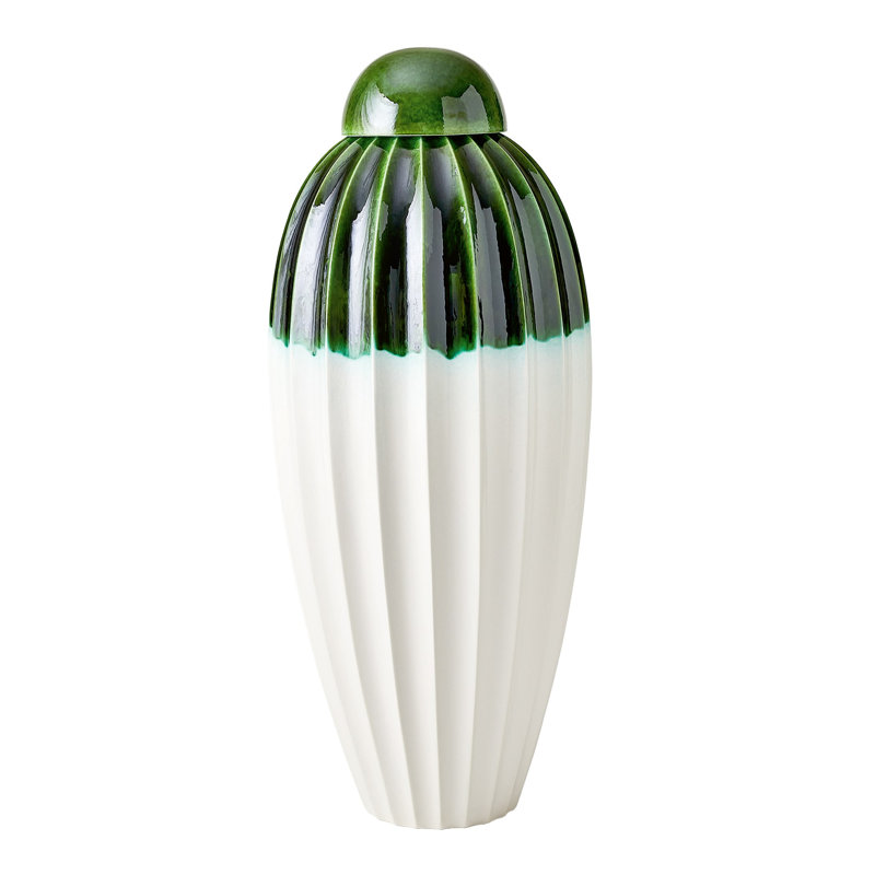 Fluted Handmade Ceramic Jar, Deep Blue, 46" H x 20" W x 20" D