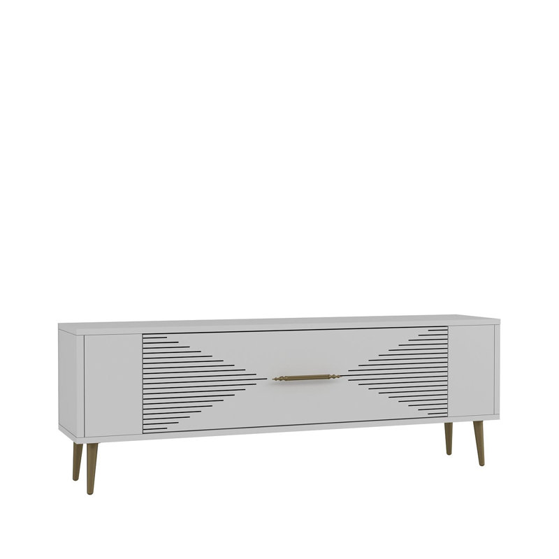 Olivia TV Stand, White/Gold, 120cm