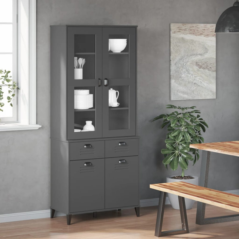 Aleemah Display Cabinet, Anthracite Grey