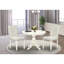 L'ensemble de table de salle à manger 3 pièces comprend une table de cuisine ronde avec piédestal et 2 chaises de salle à manger Parson en similicuir blanc, lin blanc-579850907