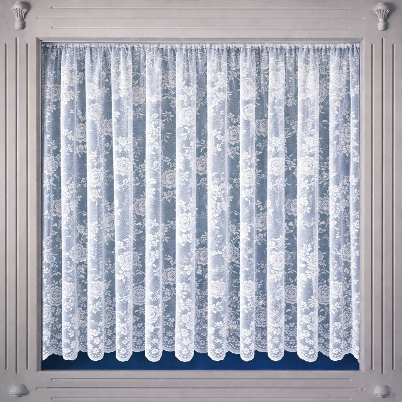 Floral Ruffled Cafe Curtain, 229cm W x 90cm L
