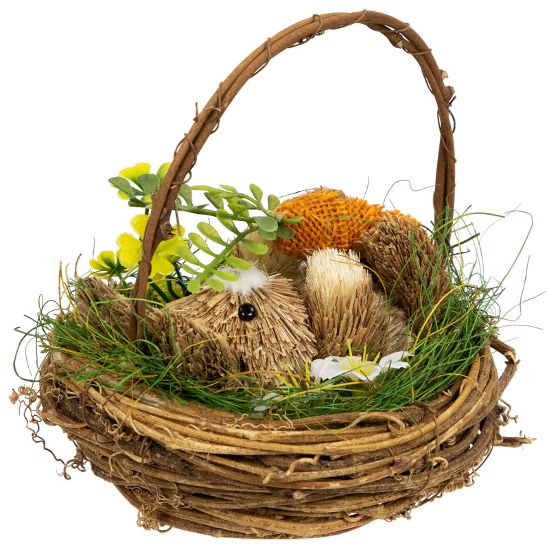 Décoration de Pâques Lapin dans un panier tressé - 6,5 po
