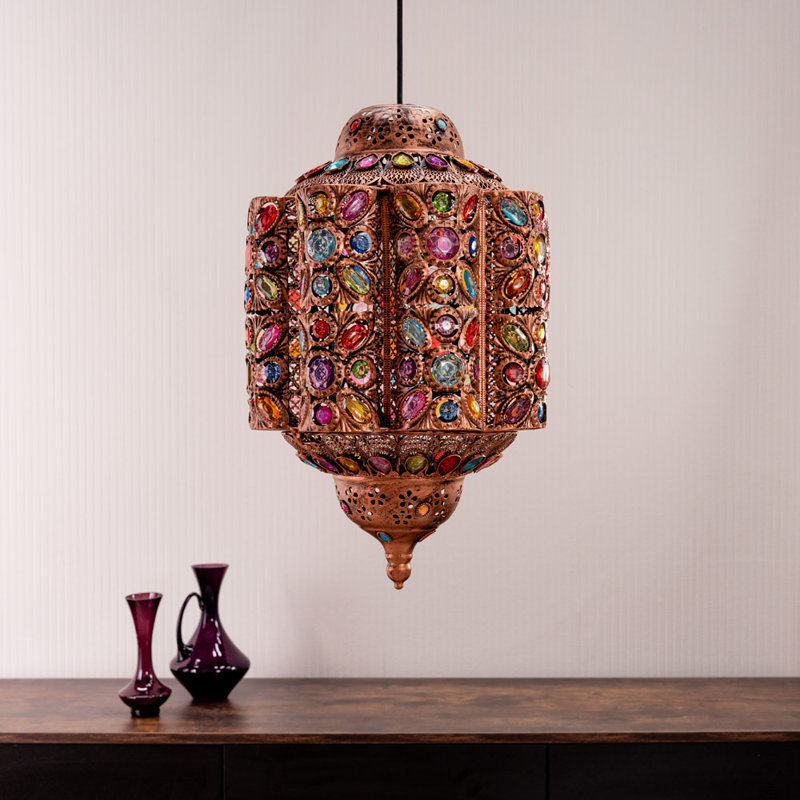 49cm H Metal Rectangle Pendant Shade in Gold