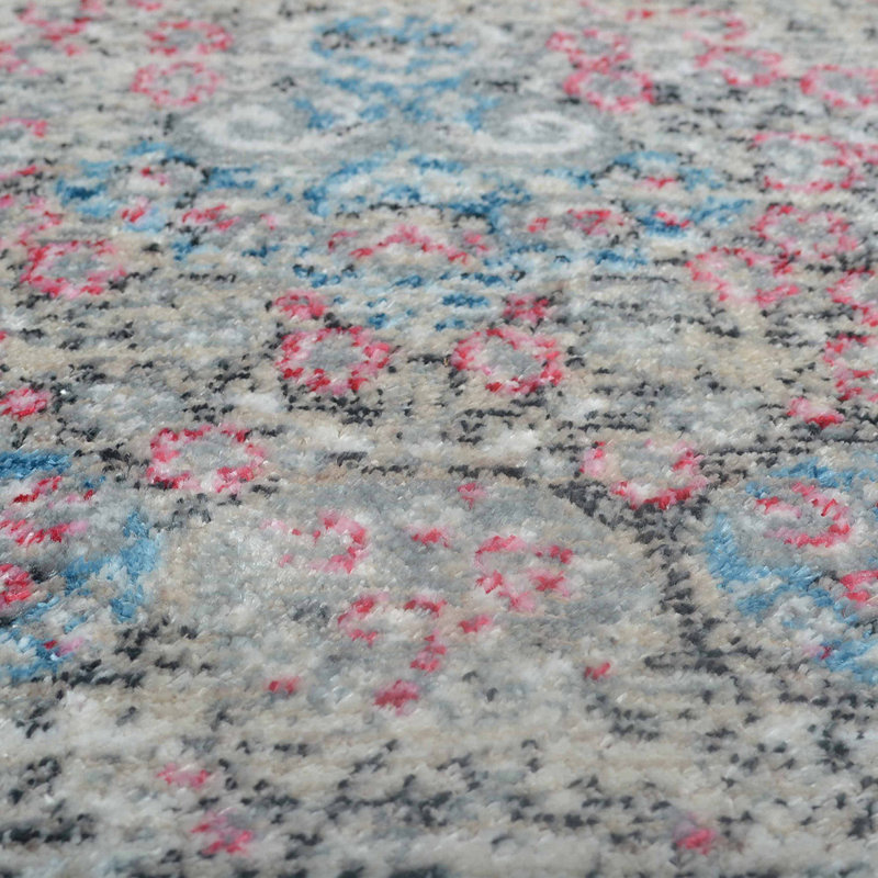 Beier Washable Area Rug, Large Rugs for Living Room Vintage Carpet Area Rugs for Bedroom Dining Room Non-Slip low pile Stain Resistant -MACHINE MADE POLYESTER AREA RUGS  - Beige & Blue Color | Oriental Design