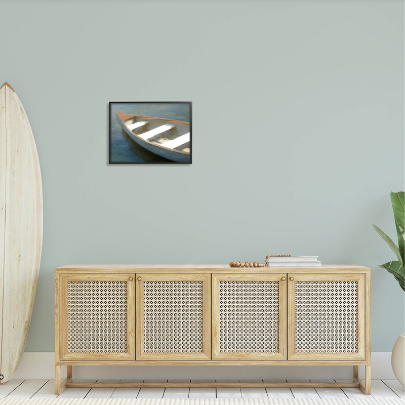 «Lone Canoe Boat Floating Deep Lake», art mural texturé giclée par Kim Allen_aq-592, H 16 po x l 20 po x P 1,5 po